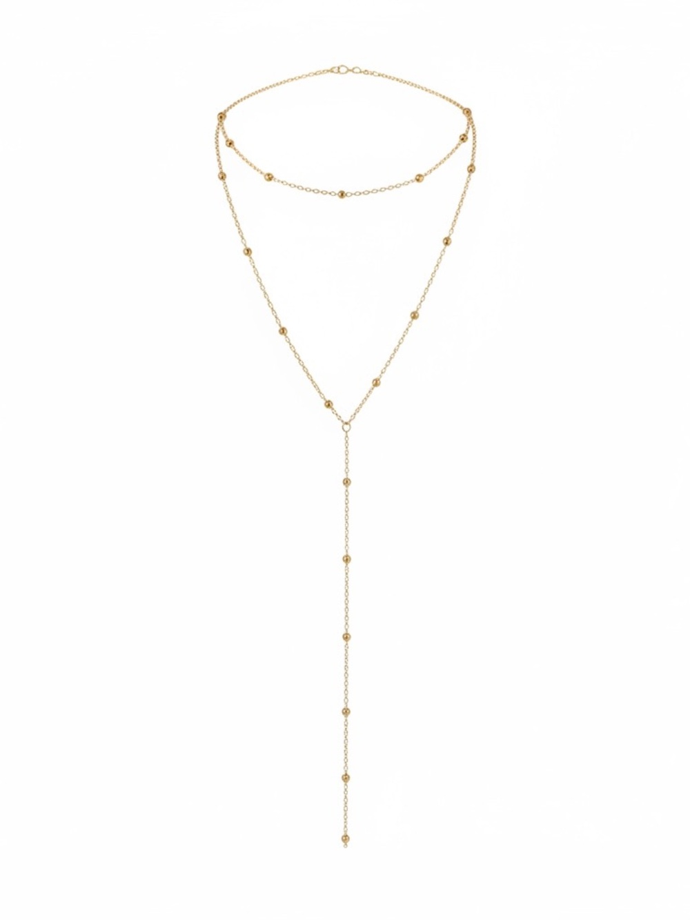 Gold Beaded Y-Chain Necklace - Women Jewelry